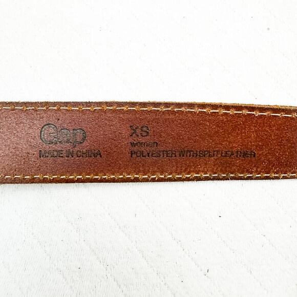 Gap Bohemian Textured Woven Leather Belt Gold Brass Accents Size XS